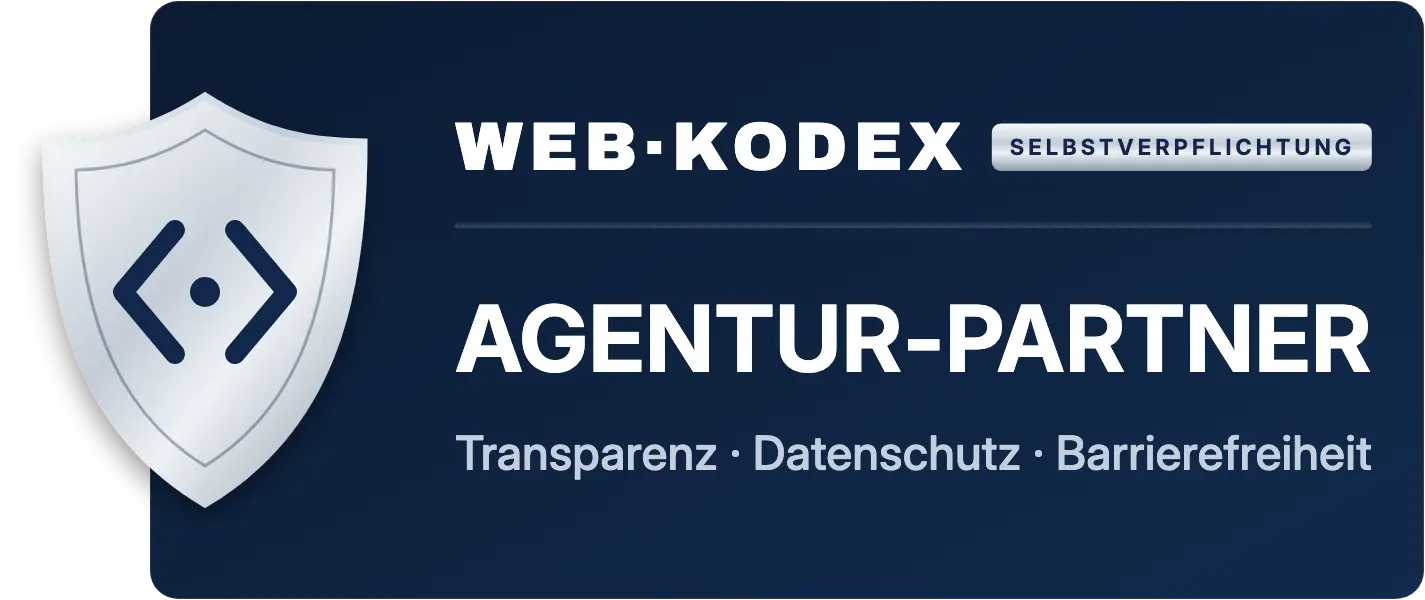 WEB·KODEX – Agentur-Partner: Transparenz, Datenschutz, Barrierefreiheit. Mehr zur Selbstverpflichtung